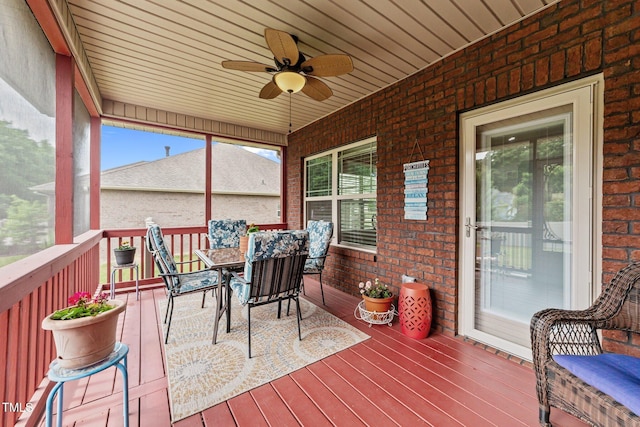 2001 Bunnfield Dr, Zebulon, NC 27597 - sunroom featuring a ceiling fan, outdoor dining area, and plenty of natural light