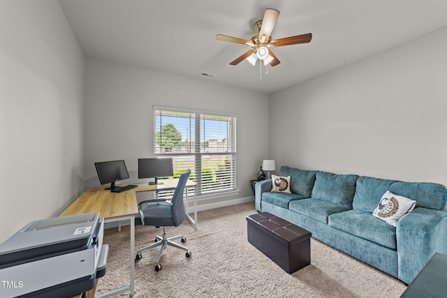 2001 Bunnfield Dr, Zebulon, NC 27597 - carpeted office featuring ceiling fan and baseboards