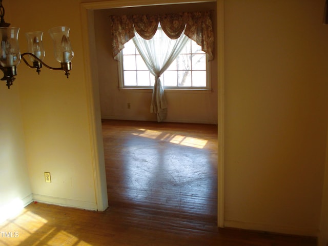 unfurnished dining area featuring wood-type flooring