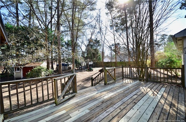 deck with an outbuilding