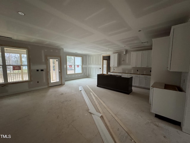 kitchen with white cabinets