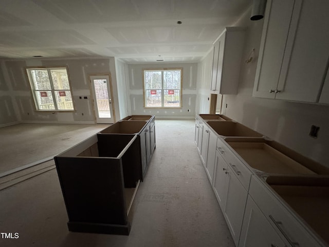 kitchen with white cabinets