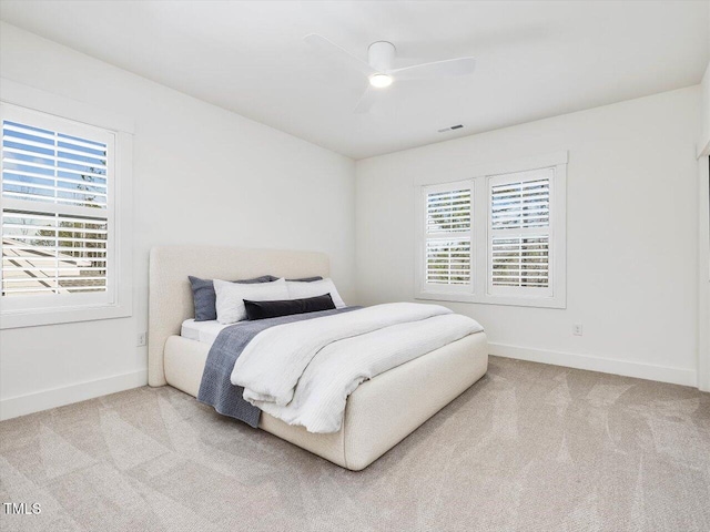 bedroom featuring carpet and ceiling fan