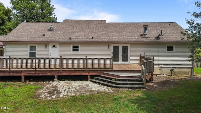 1167 John D Winstead Rd, Roxboro, NC 27574 - back of house with a wooden deck, roof with shingles, and french doors