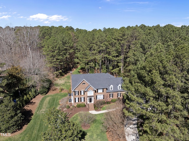 bird's eye view with a view of trees