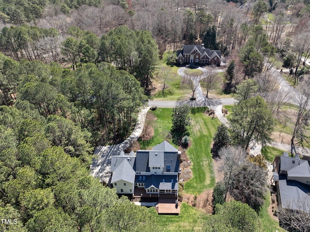 drone / aerial view with a forest view