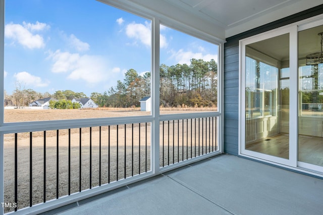 view of unfurnished sunroom