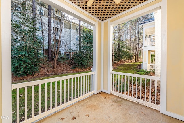 view of unfurnished sunroom