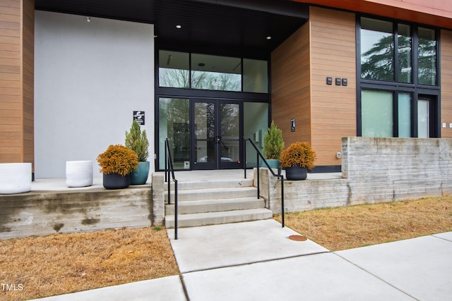 view of exterior entry with french doors