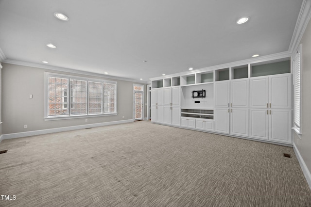 2035 Stuart Ct, Burlington, NC 27215 - unfurnished room featuring crown molding, recessed lighting, light colored carpet, and baseboards