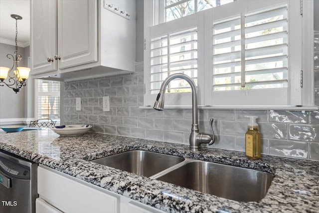 kitchen with white cabinetry, sink, plenty of natural light, and dishwasher