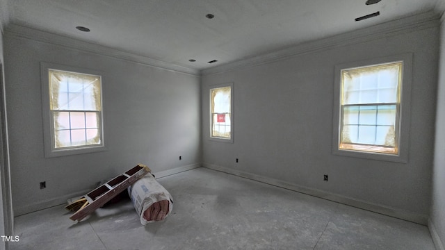 1203 Elizabeth Rd W, Wilson, NC 27896 - unfurnished room featuring baseboards, ornamental molding, and unfinished concrete flooring