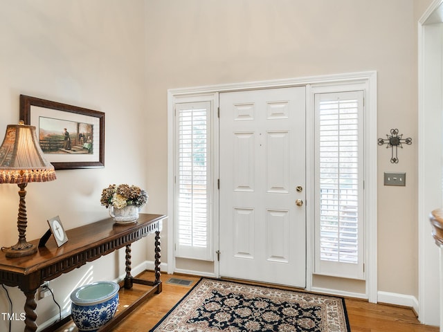 foyer entrance featuring hardwood / wood-style flooring and plenty of natural light