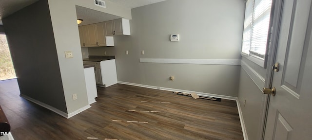 kitchen featuring dark wood-type flooring and white cabinets