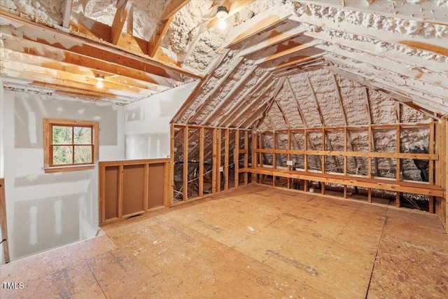 view of unfinished attic