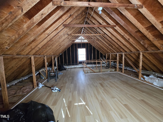 view of unfinished attic