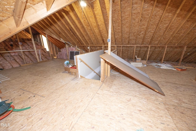 view of unfinished attic