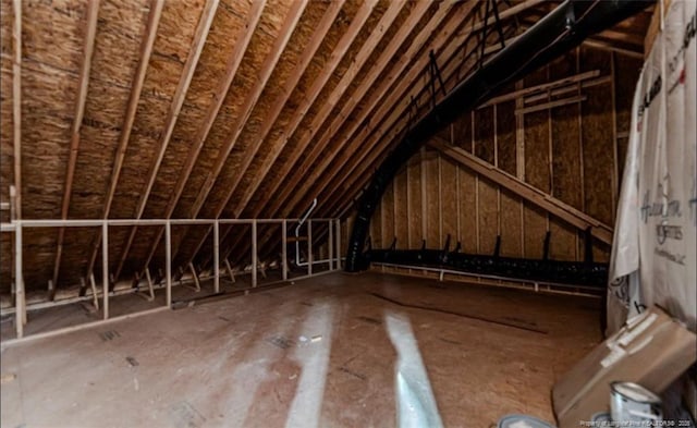 view of unfinished attic