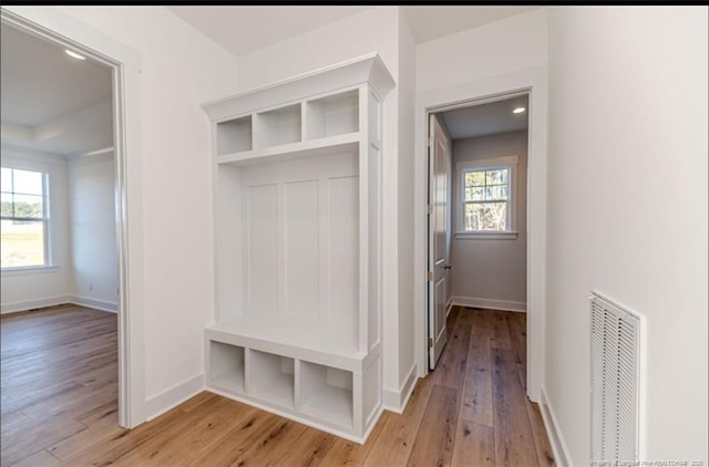 mudroom with light wood-type flooring