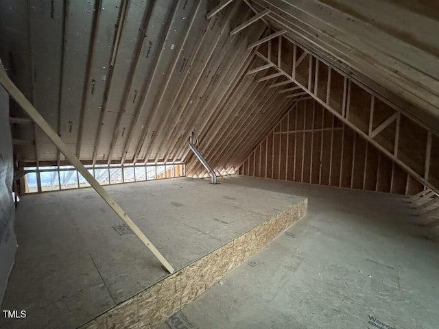 view of unfinished attic