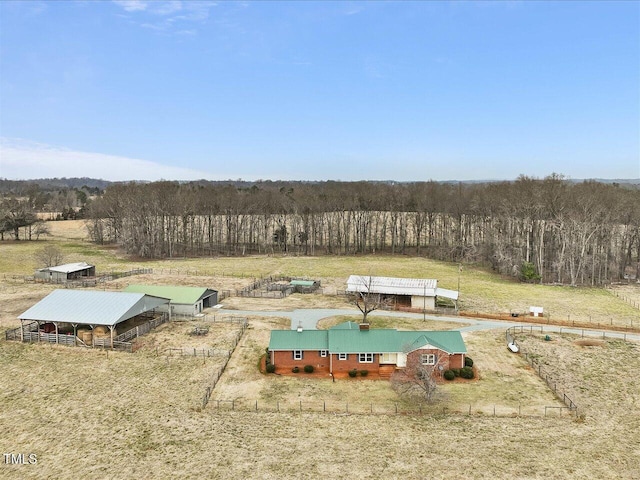 aerial view with a rural view