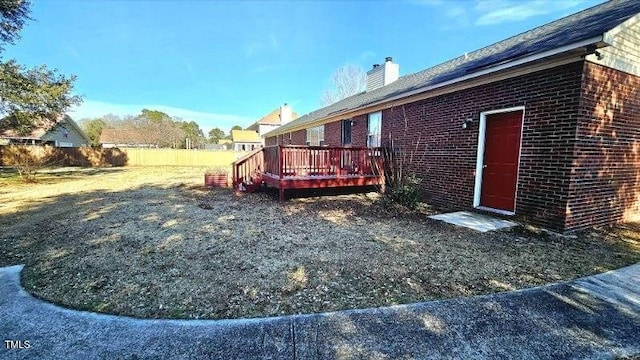 view of yard featuring a deck