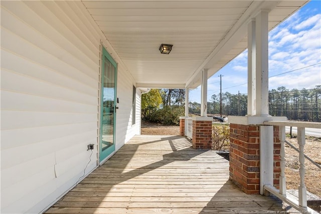 deck featuring covered porch