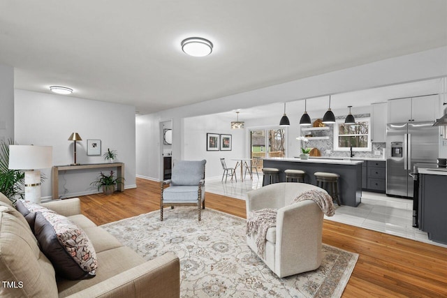 living room featuring light hardwood / wood-style floors