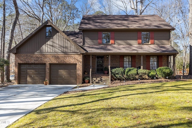 front of property featuring a garage and a front yard