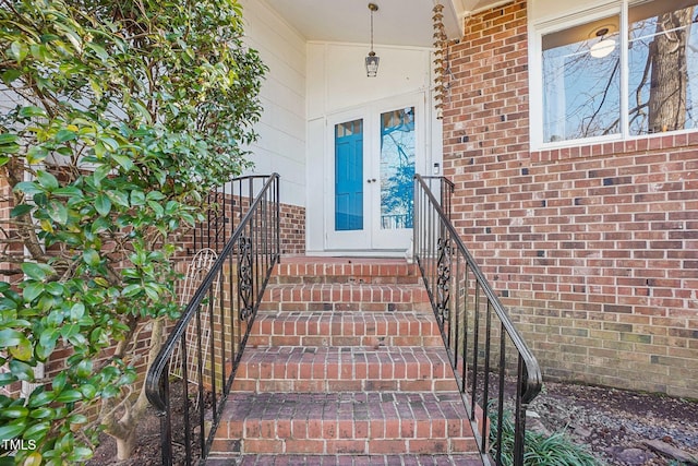 doorway to property featuring french doors