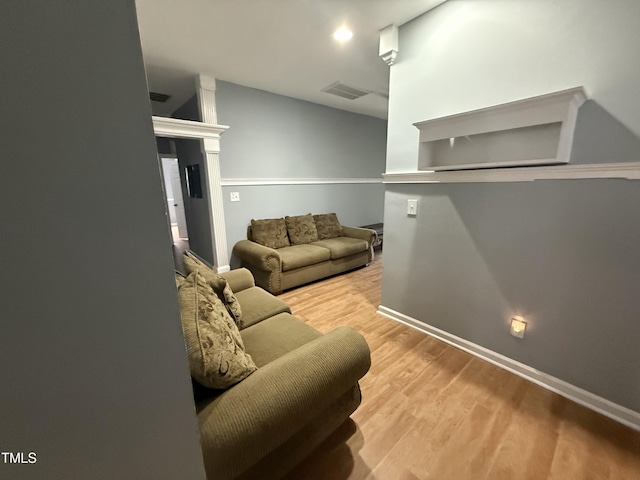 living room with wood-type flooring