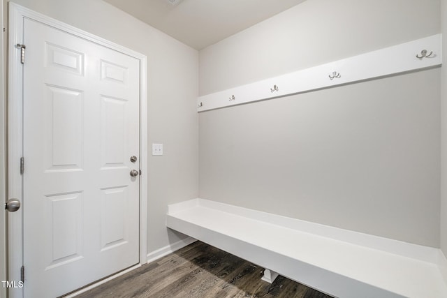 mudroom with dark hardwood / wood-style flooring