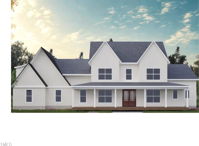 975 Wilbon Rd, Holly Springs, NC 27540 - modern inspired farmhouse featuring roof with shingles and french doors