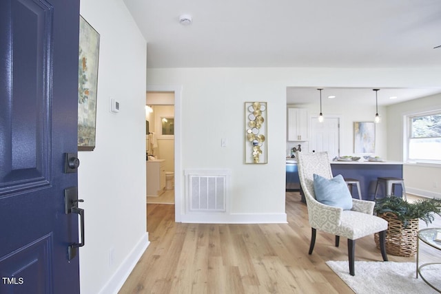 foyer with light hardwood / wood-style floors