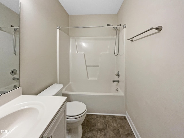 full bathroom with vanity, shower / washtub combination, and toilet