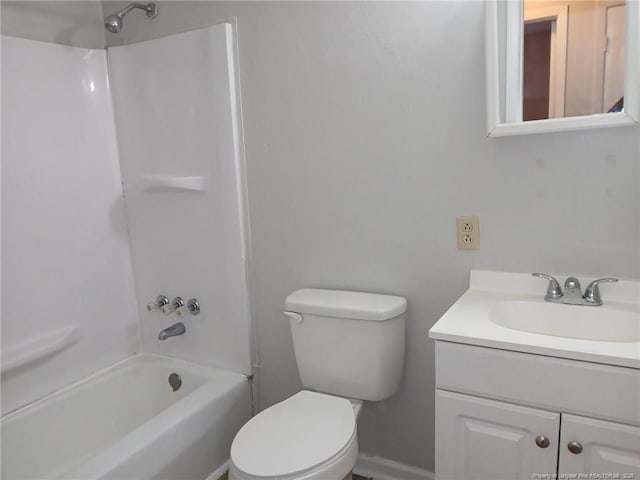 full bathroom with shower / bathtub combination, vanity, and toilet