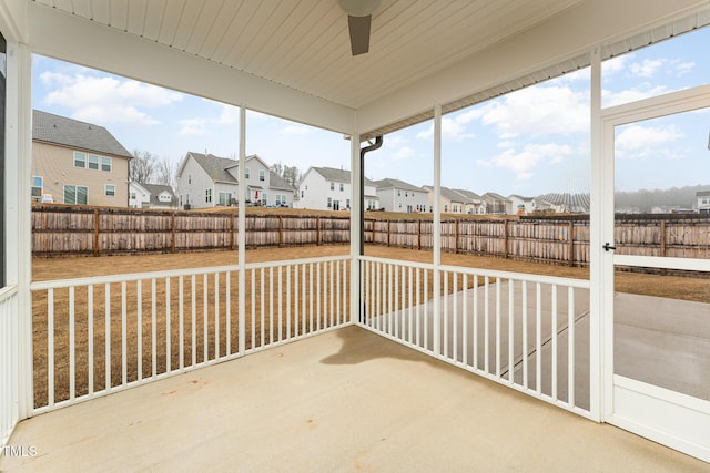 view of unfurnished sunroom