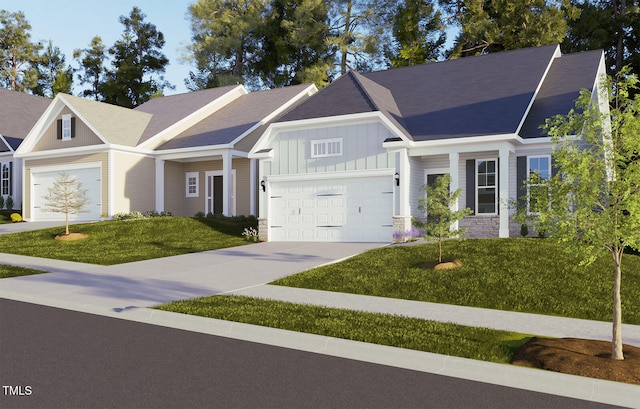 view of front of home with a garage and a front yard