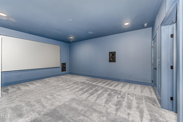 home theater room with carpet