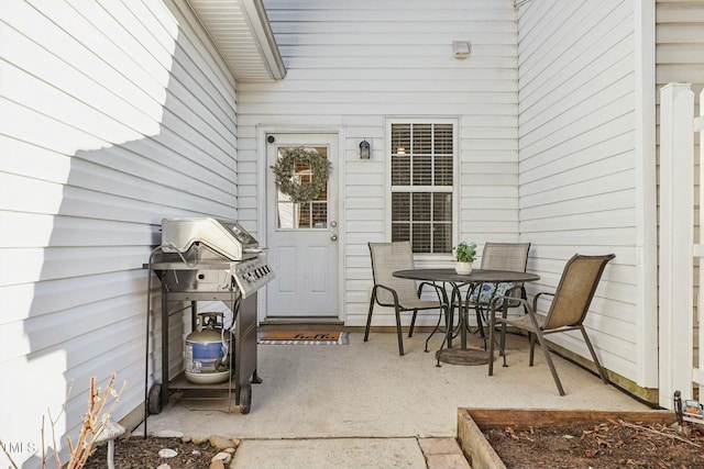 view of patio / terrace featuring a grill