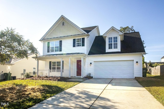 view of front of home featuring a garage and a porch