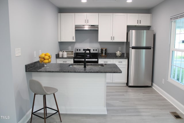 kitchen with white cabinetry, appliances with stainless steel finishes, sink, and a wealth of natural light