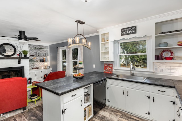 kitchen featuring sink, dishwasher, and white cabinets