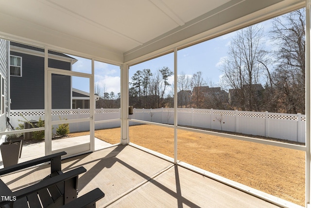 view of unfurnished sunroom