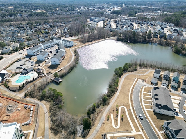 bird's eye view featuring a water view