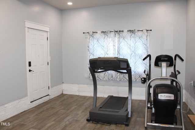 5920 Whittier Dr, Raleigh, NC 27609 - workout area with recessed lighting and wood finished floors
