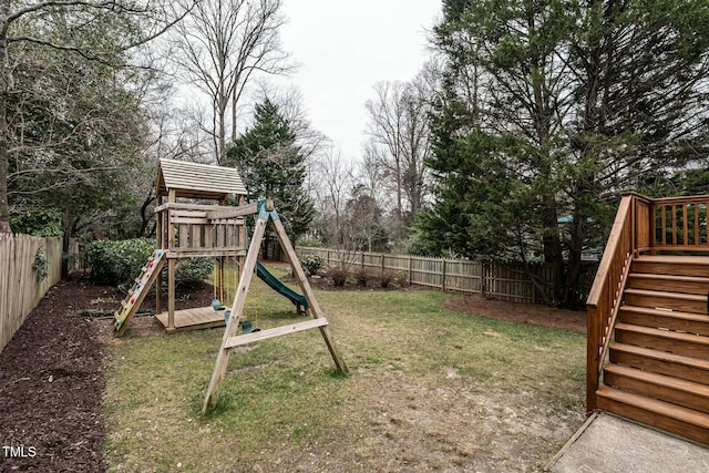 view of playground featuring a yard