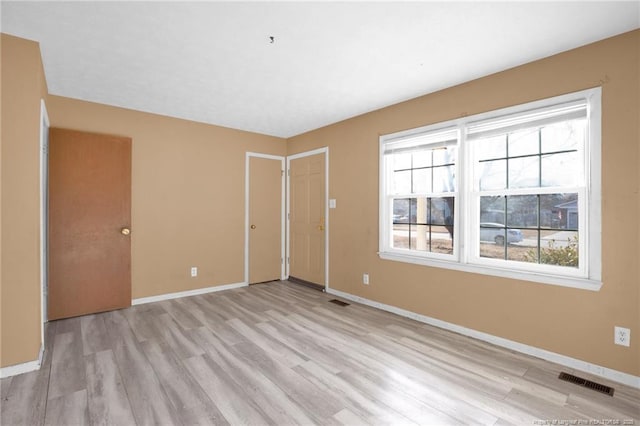 unfurnished room featuring light hardwood / wood-style floors