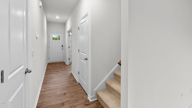 corridor featuring light wood-type flooring