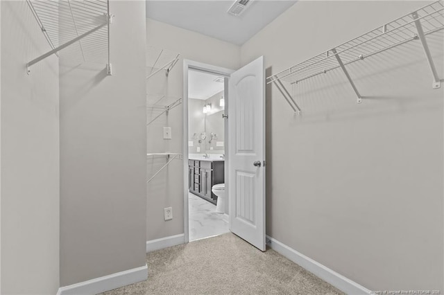 spacious closet with carpet flooring